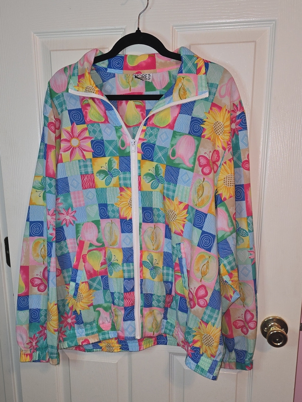 Koret Pastel Floral Patchwork Bomber Jacket - Pink, Blue, Yellow, Green
